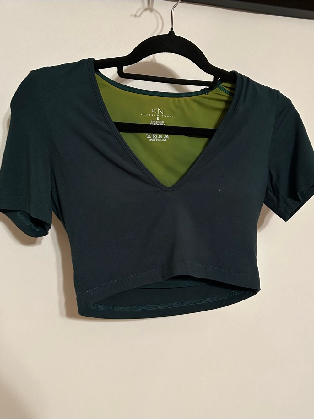 Klassy Network Dark Teal V-Neck Cropped Top